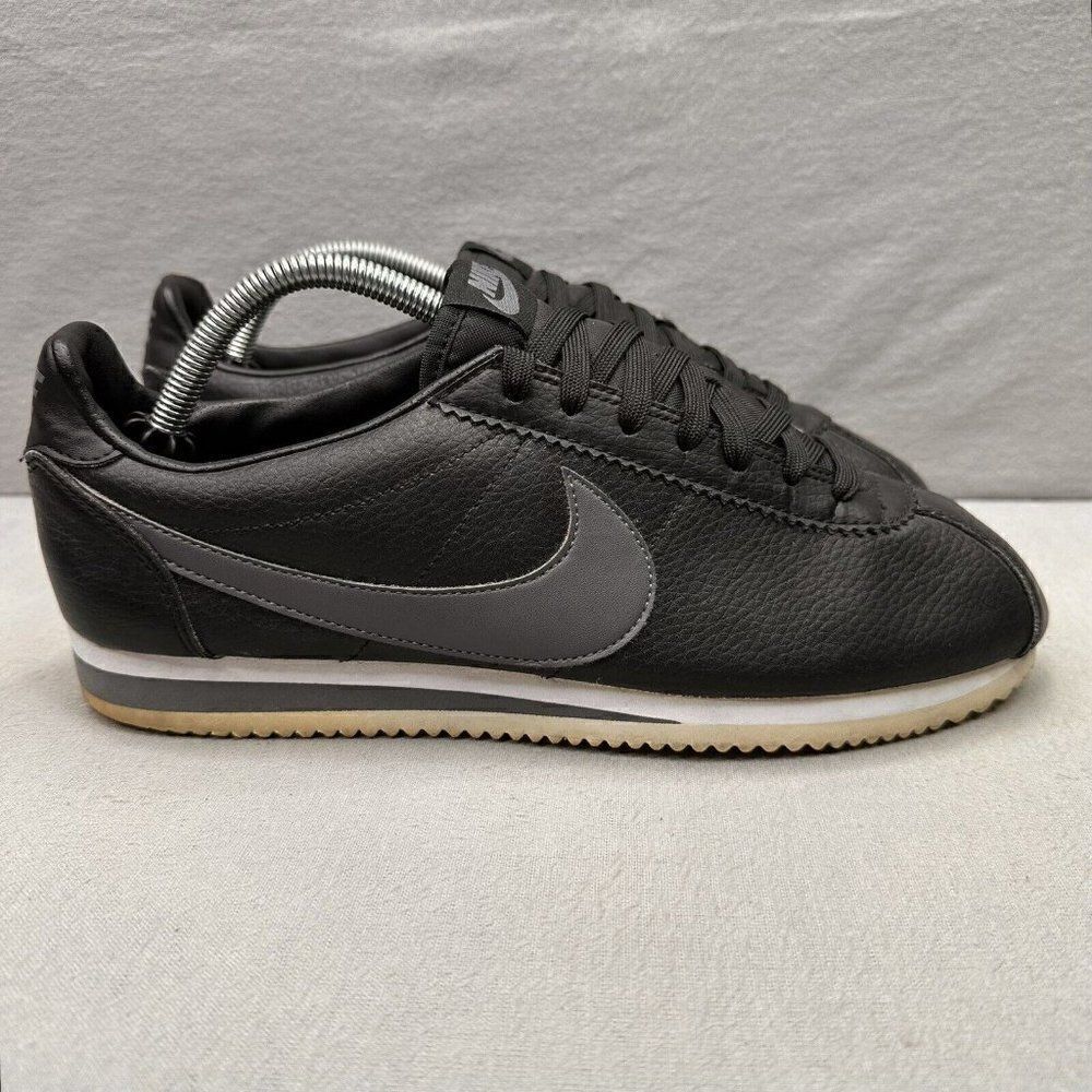 Nike Classic Cortez Mens Size 9.5 Shoes Black‎ Dark Gray Leather Sneakers 2019